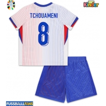 Frankreich Aurelien Tchouameni #8 Auswärts Trikotsatz Kinder EM 2024 Kurzarm (+ Kurze Hosen)